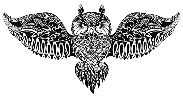 Owl in tribal style for mascot or tattoo — Stock Vector