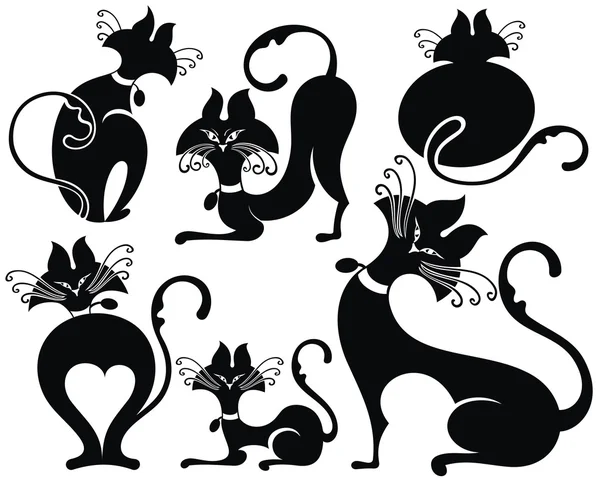 Gato negro con ojos verdes Vector Ilustración — Vector de stock