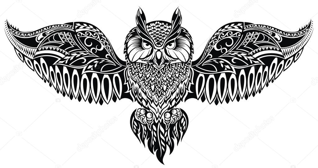 Owl in tribal style for mascot or tattoo