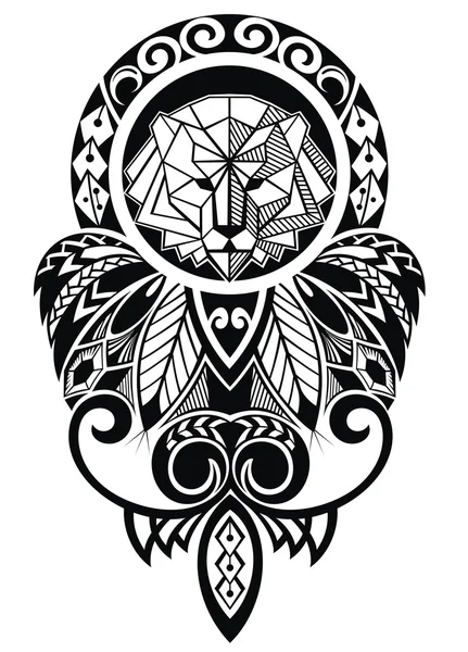 Diseño de tatuaje con cabeza de leo — Vector de stock