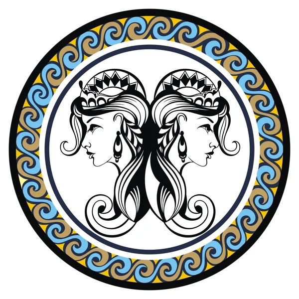 Semn zodiacal decorativ Gemeni — Vector de stoc