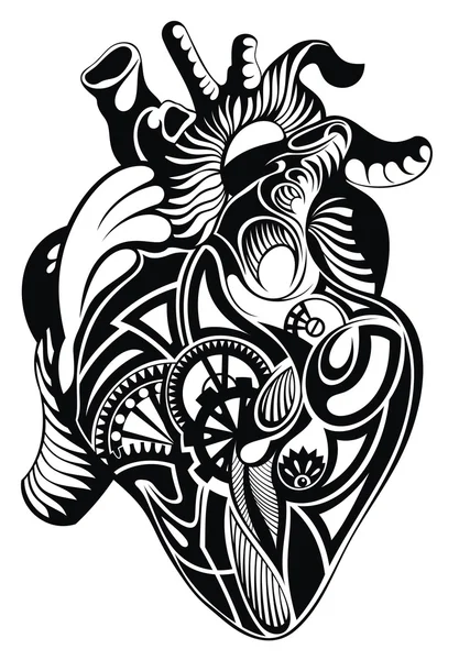 Menselijk hart. Vector hart illustratie tattoo — Stockvector