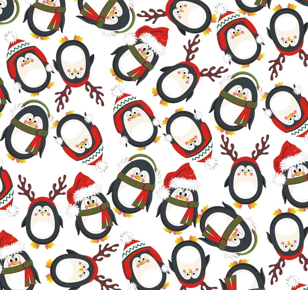 Christmas Background with penguins — Stock Vector