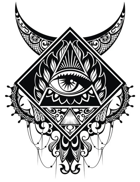 Tattoo kunst-oog — Stockvector