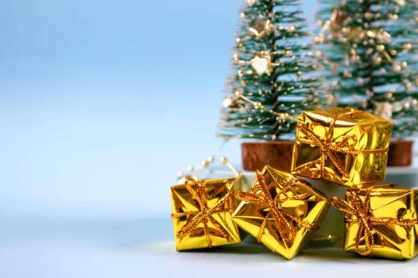 Closeup View Trendy Christmas New Year Composition Christmas Tree Present Stock Image