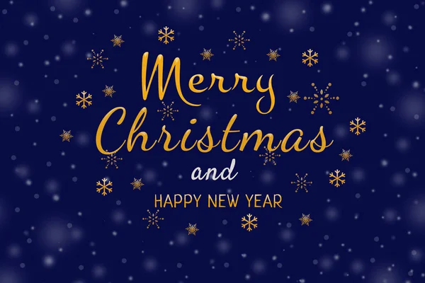 Noel ve Yeni Yıl, parlak Xmas arkaplanı, kar taneleri, ışık ve yıldızlı kış manzarası üzerine tipografi. Mutlu noel kartları. Görüntü