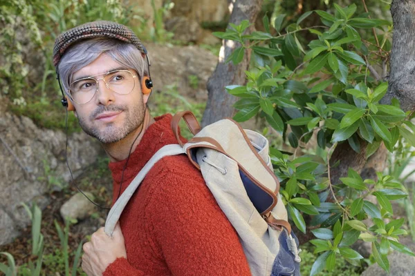 Primer Plano Retrato Hombre Adulto Guapo Con Pelo Gris Ropa — Foto de Stock