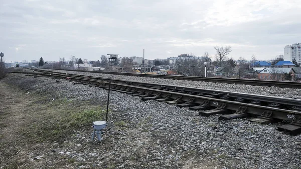 Eisenbahngleise Russische Provinzlandschaft Pasty Wetter Der Allgemeine Plan — Stockfoto