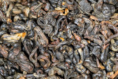 Çin kırmızı çayı Kırmızı Bukleler (Dianhong Hong Luo). Makro resim