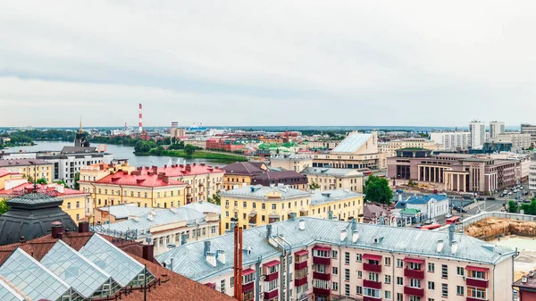Panorama de Kazán, Rusia. Techos, vista de la ciudad desde arriba — Foto de Stock