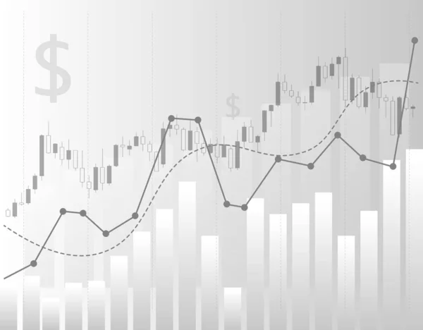 Yüksek eğimli çizgi grafiği ve borsada gradyan beyaz arkaplan üzerinde rakamları olan soyut mali tablo