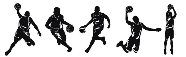 Σύνολο Σιλουέτας Παίκτη Μπάσκετ Διανυσματική Απεικόνιση Φορείς Παίκτες Μπάσκετ Σιλουέτες — Διανυσματικό Αρχείο