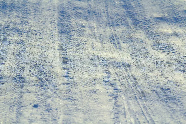 Шиномонтажні Колії Залишили Снігу Яскравий Сонячний День Концепція Прибирання Снігу — стокове фото