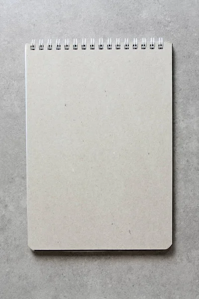 Spring Notebook Sheet Craft Paper Light Grey Concrete Background Concept — Stock fotografie