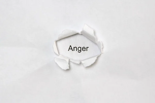 Λόγος Θυμός Λευκό Απομονωμένο Φόντο Επιγραφή Μέσα Από Την Τρύπα — Φωτογραφία Αρχείου