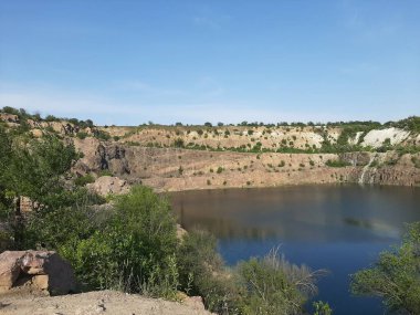 Güzel manzara. Nehir kenarındaki orman. Su..