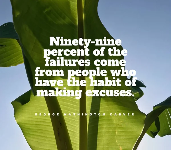 Quote,inspirational text. Ninety-nine percent of the failures come from people who have the habit of making excuses. — Stock Photo, Image