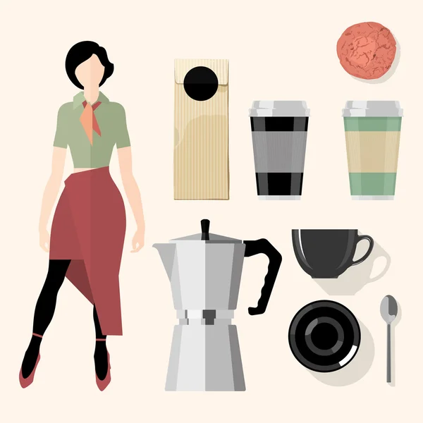 Kaffe. Kök, bar, restaurang designelement. Vector Set — Stock vektor