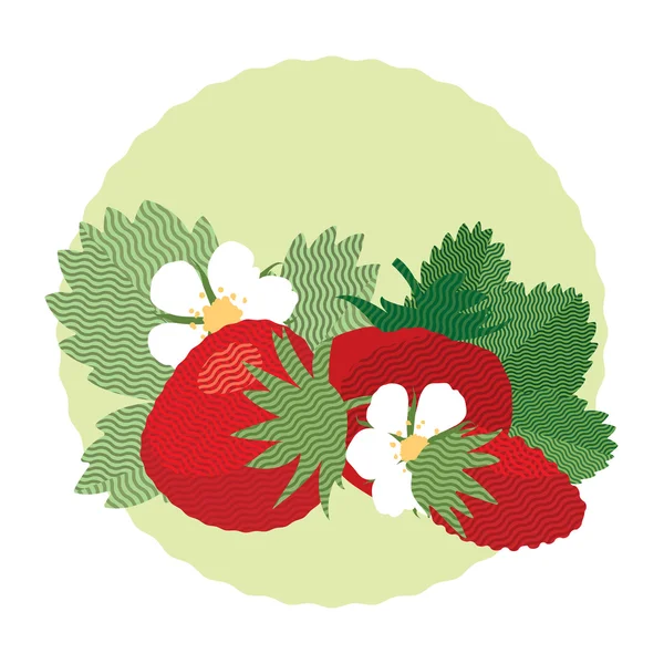 Zestaw jagody i liście dziki ilustracja truskawki, płaskie — Wektor stockowy