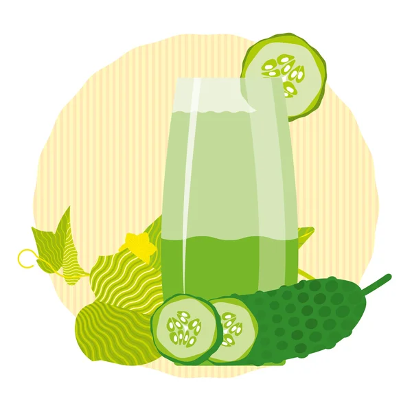 Detox cocktail met komkommer. Verse smoothies voor gezond leven, voeding. — Stockvector