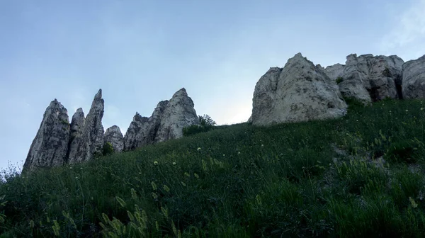 Chalk Mountains Landscape Reserve Forming Beautiful Landscape Geological Growth Rocks — Stock Photo, Image