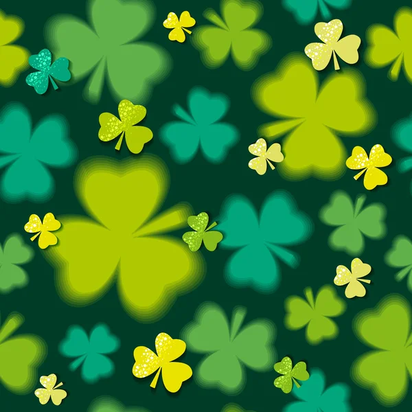 Green  seamless background for Patricks day with shamrock, vecto — Stock Vector