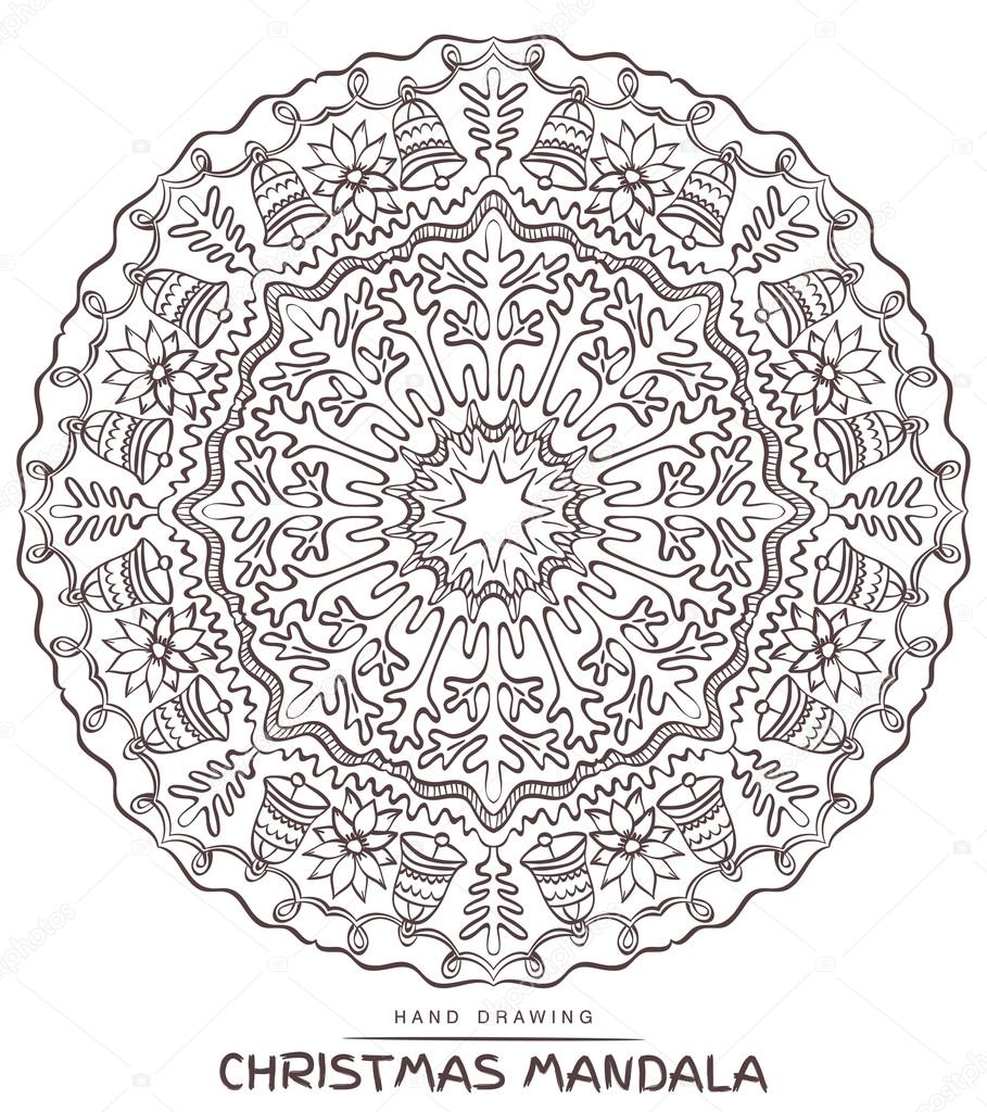 Mandala di vettore per la colorazione con elementi decorativi di Natale Elemento di disegno fantasia libro da colorare — Vettoriali di sunnyfrog