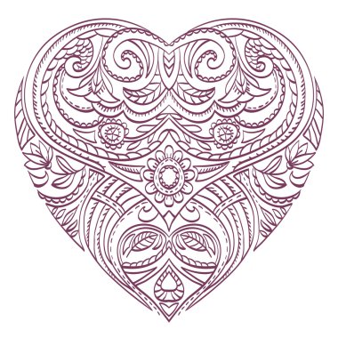 Vektör kalp Sevgililer dekoratif elemanları ile boyama.