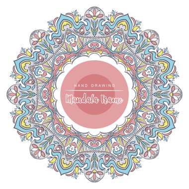 Mandala çiçek dekoratif elemanları ile renk. Desenli tasarım 