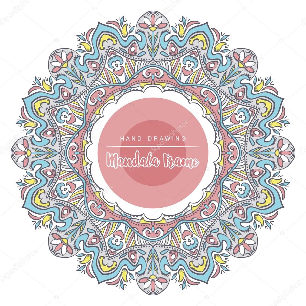 Color mandala with floral decorative elements. Patterned Design 