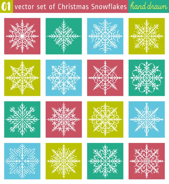 Set con copos de nieve línea stile sobre fondos de color, vector il — Vector de stock