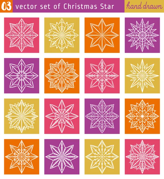 Set con stella di Natale su sfondi a colori, illustrazione vettoriale — Vettoriale Stock