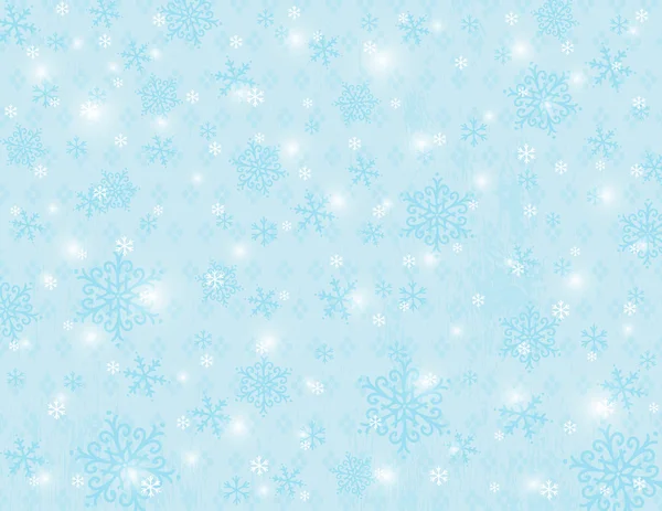 Fondo azul con copos de nieve, vector — Vector de stock