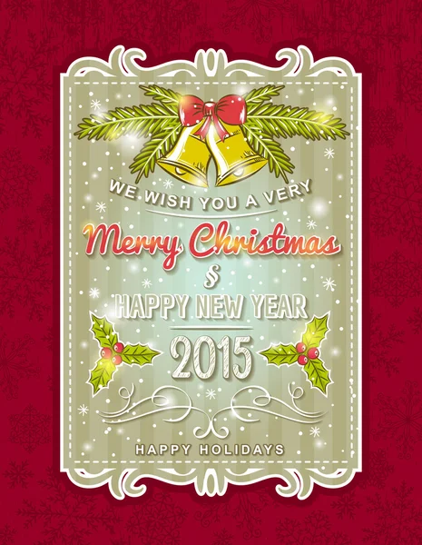 Tarjeta de Navidad con adorno decorativo, ilustración vectorial — Archivo Imágenes Vectoriales