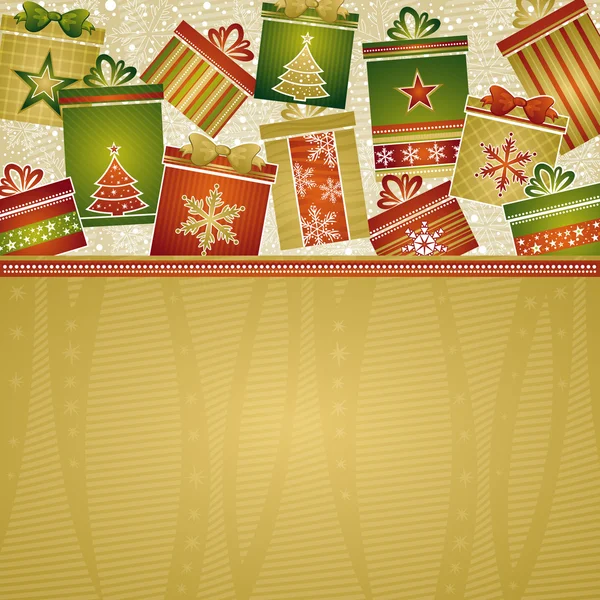 Fondo de Navidad con regalos, ilustración vectorial — Vector de stock