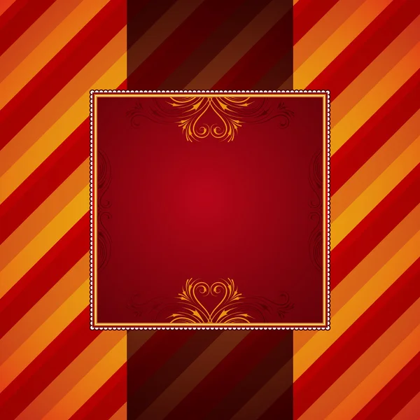 Red striped background with decorative ornaments — Stock Vector