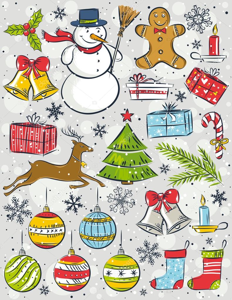 Background with christmas elements,  vector illustration