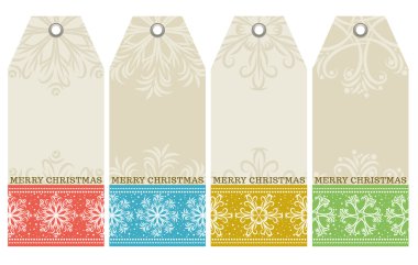 metin, kar taneleri ve dilek ile Noel Etiketler vektör