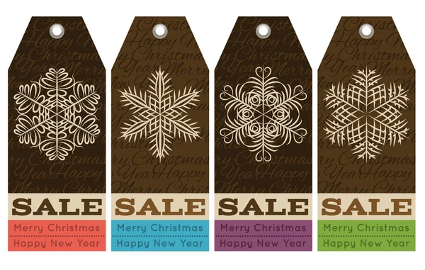 Vintage christmas labels with sale offer, vector — Stock Vector