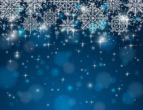 Blauer Hintergrund mit Schneeflocken, Vektor — Stockvektor