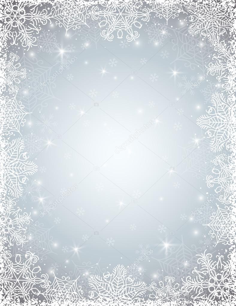 grey background with  frame of snowflakes, vector 