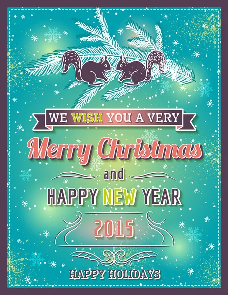 Noel kartı Dekoratif süsleme ile yeşil, vektör — Stok Vektör