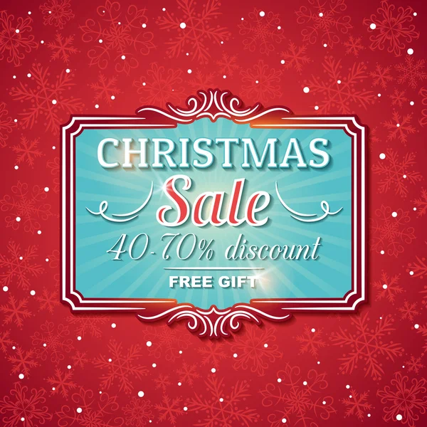 Christmas background and  label with sale offer, vector — Stock Vector