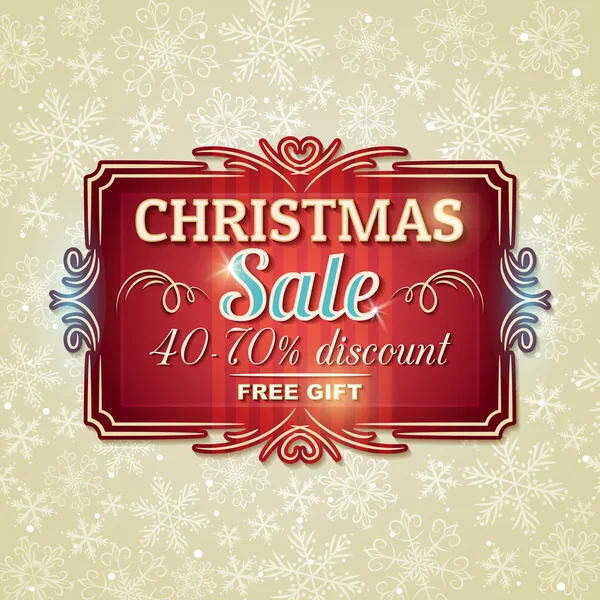 Christmas background and  label with sale offer, vector — Stock Vector