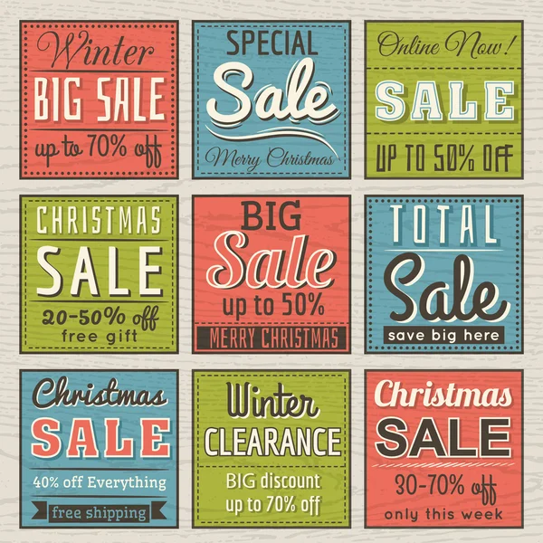 Vánoční bannery s nabídkou prodeje, vektorové — Stockový vektor
