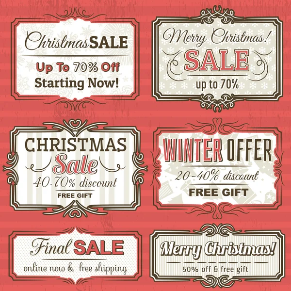 Christmas  labels with sale offer, vector illustration — Stock Vector