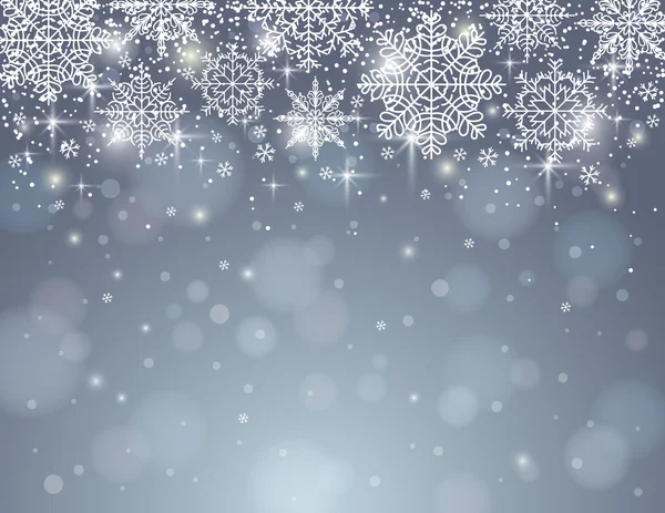 Fond gris avec flocons de neige, vecteur — Image vectorielle