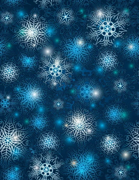 Fondo azul con copos de nieve, vector — Vector de stock