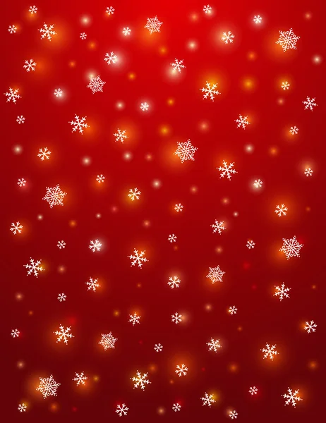 Fondo rojo con copos de nieve, vector — Vector de stock