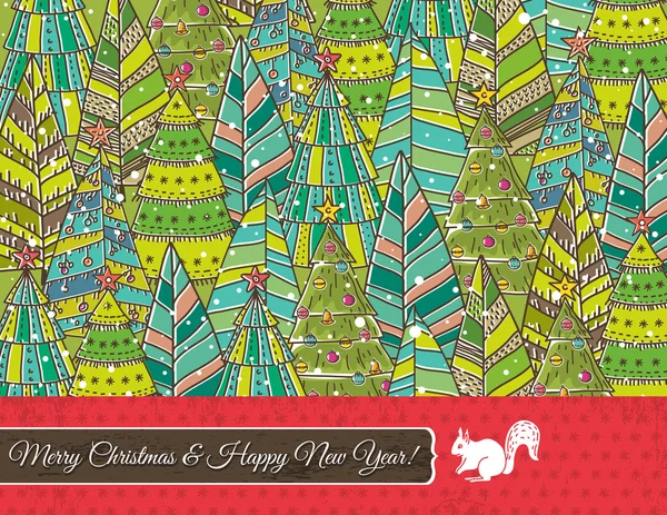 Christmas background with christmas trees, vector — Stock Vector